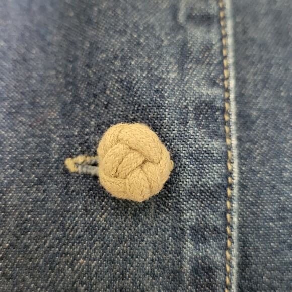 Vintage Chico's Design Size 2 (L 12-14) Denim Jacket Long Sleeve Collar Buttons - Picture 7 of 14